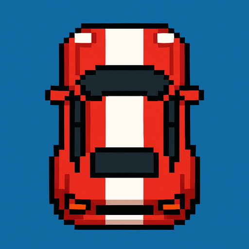 Draw 2d pixel car top view Red+white.
In-Game asset.  2d.  High contrast.  No shadows