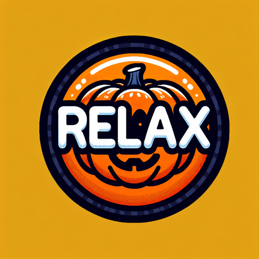 button that says relax in orange, black outline of the letters. high contrast. has a pumpkin on it
Single Game Texture. In-Game asset. 2d. Blank background. High contrast. No shadows.