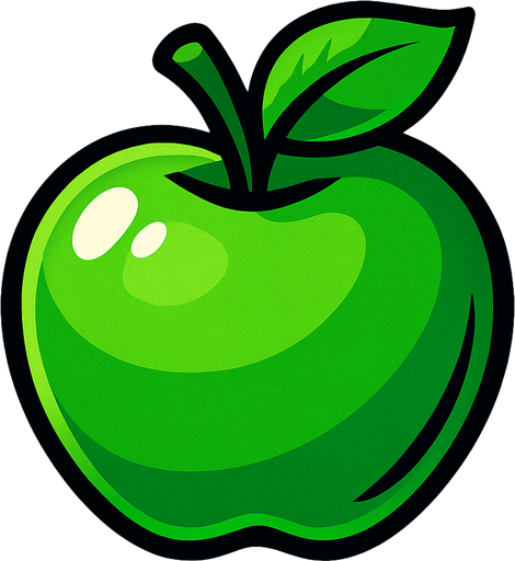 Green apple.
In-Game asset.  2d.  High contrast.  No shadows