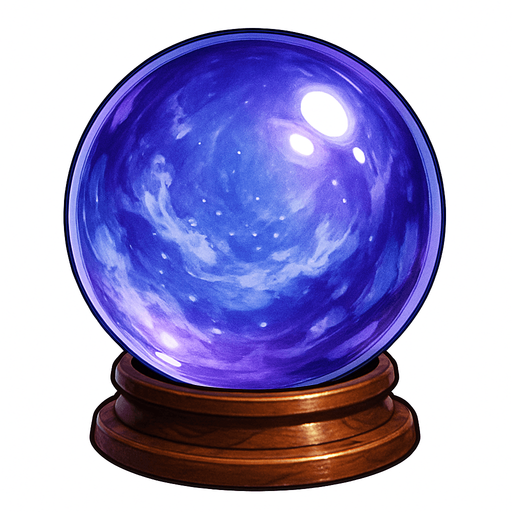 una bola de cristal ultra realista.
In-Game asset.  2d.  High contrast.  No shadows