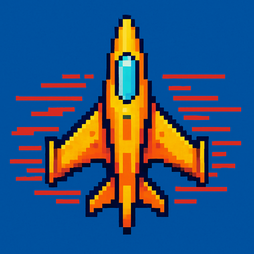 Пиксельный корабль с видом сверху олицетворяющий скорость.
In-Game asset.  2d.  High contrast.  No shadows