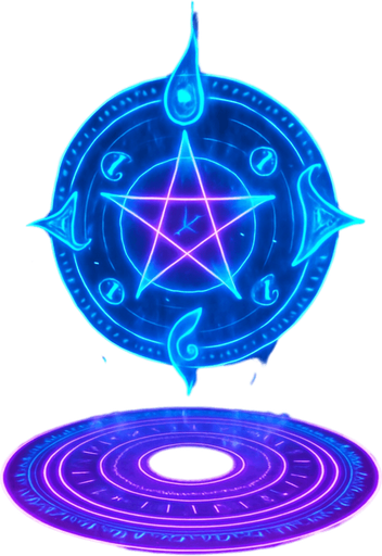 Neon cyberpunk magic spell effect 3d hologram