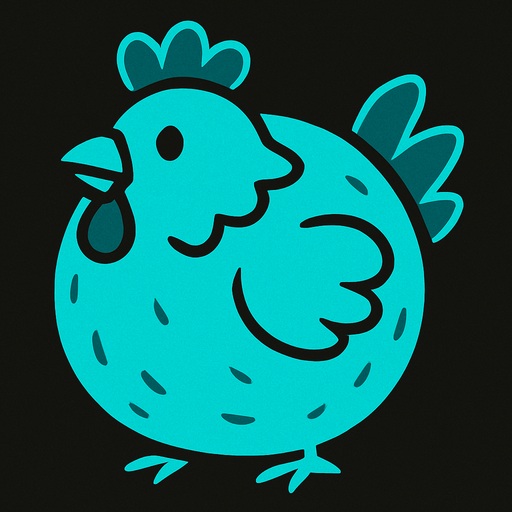 cyan chicken ball.
In-Game asset.  2d.  High contrast.  No shadows
