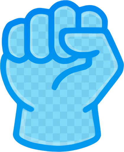 transparent fist simbol.
In-Game asset.  2d.  High contrast.  No shadows