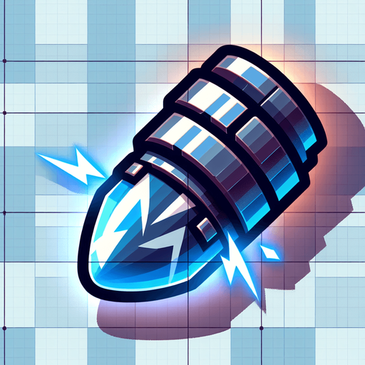 Power up bullet.
Single Game Texture.  In-Game asset.  2d.  Blank background.  High contrast.  No shadows