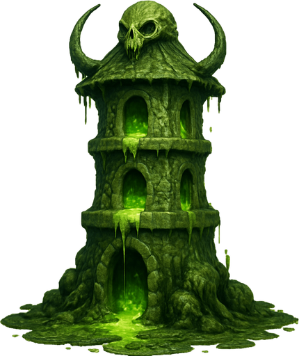 poisonous tower realistic.
In-Game asset.  2d.  High contrast.  No shadows