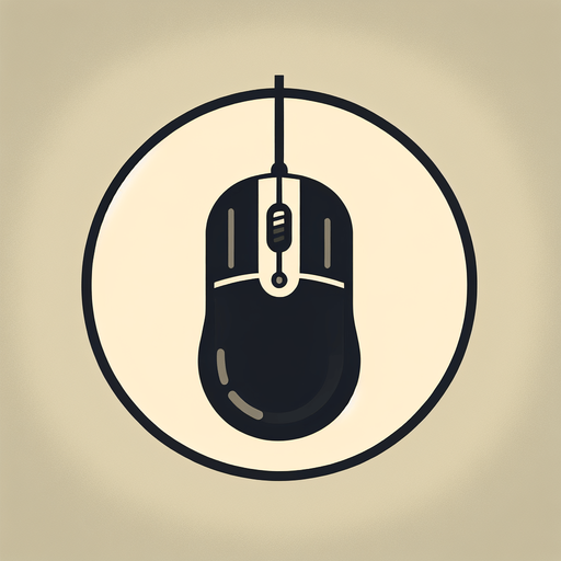 computer mouse top view.
Single Game Texture. In-Game asset. 2d. Blank background. High contrast. No shadows.