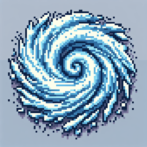 water whirlwind. bird-eye view. pixelated. 8 bit.
Single Game Texture. In-Game asset. 2d. Blank background. High contrast. No shadows.