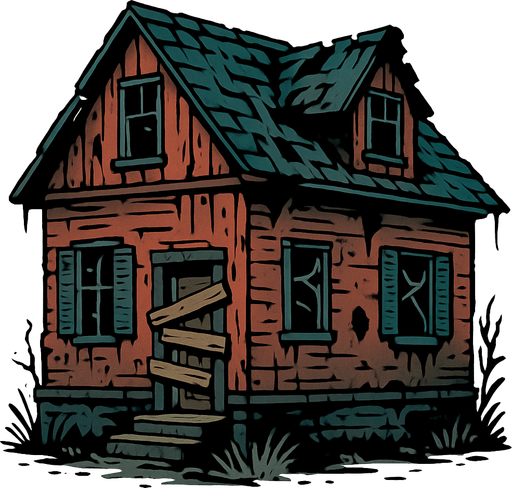 Terk edilmiş ev.
In-Game asset.  2d.  High contrast.  No shadows