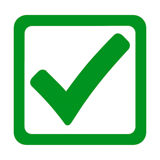 green check.
In-Game asset.  2d.  High contrast.  No shadows