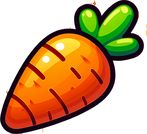 carrote.
Single Game Texture.  In-Game asset.  2d.  Blank background.  High contrast.  No shadows