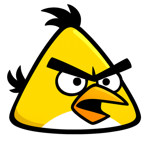 yellow angry bird.
In-Game asset.  2d.  High contrast.  No shadows