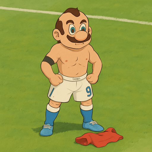 Ghibli style but mario face should be  childish