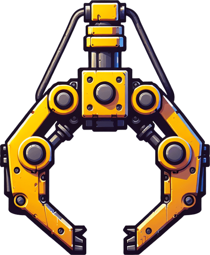 front face view of a yellow grapple excavator arm.
Single Game Texture. Game asset. 2d. Blank background. Color. High contrast. No shadows.