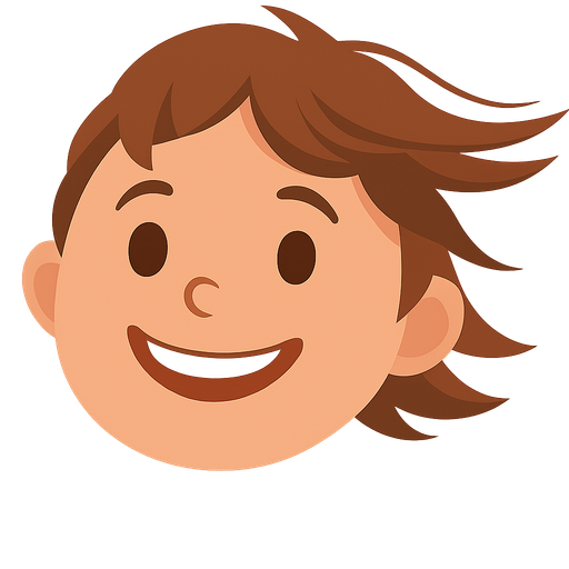 A kid have brown hair. No background. Transparent background. Blank background. No shadows. 2d. In-Game asset. flat