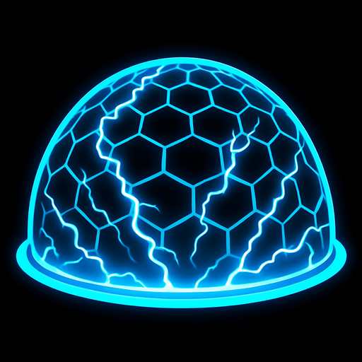 Электромагнитный щит в виде купола.
In-Game asset.  2d.  High contrast.  No shadows