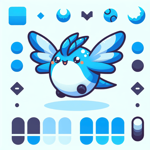 uçan mavi renkte tatlı bir yaratık.
Single Game Texture.  In-Game asset.  2d.  Blank background.  High contrast.  No shadows