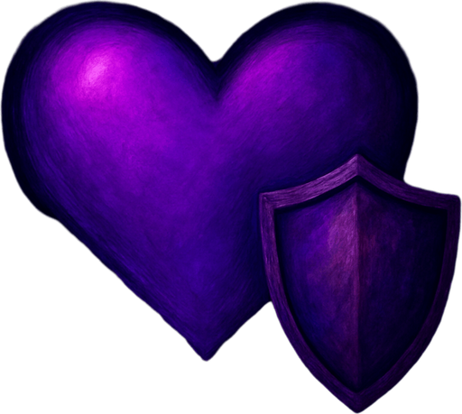 heart with shield. a small shield to the right of the heart