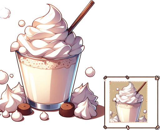 whipped milk foam, creamy fluff, anime, 
Single Game Texture. In-Game asset. 2d. Blank background. High contrast. No shadows.