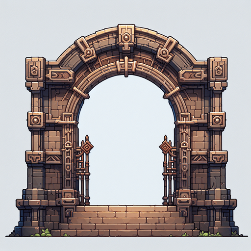Exit Gate.
Single Game Texture.  In-Game asset.  2d.  Blank background.  High contrast.  No shadows
