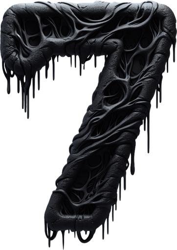 the number 7 written in black, make the numbers eerie.
Single Game Texture. In-Game asset. 2d. Blank background. High contrast. No shadows.