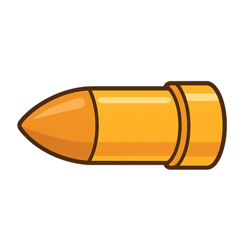 bullet. No background. Transparent background. Blank background. No shadows. 2d. In-Game asset. flat