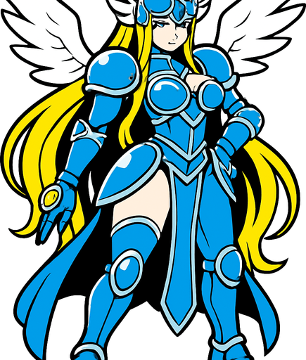 Ophanimon blue armor complete body sensual.
In-Game asset.  2d.  High contrast.  No shadows