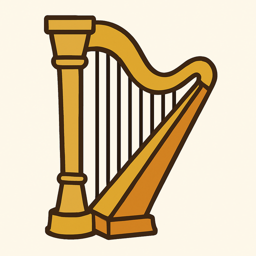 Harp in professor Layton game style.
In-Game asset.  2d.  High contrast.  No shadows