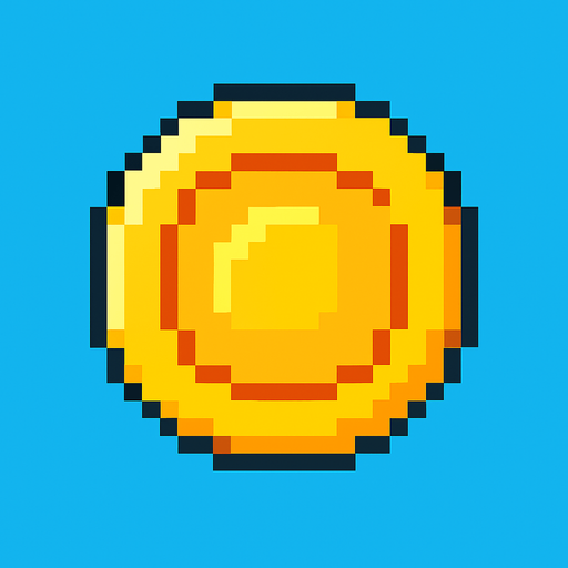 Make me a coin 2d pixel.
In-Game asset.  2d.  High contrast.  No shadows