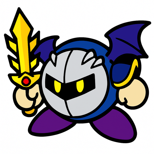 Meta Knight.
In-Game asset.  2d.  High contrast.  No shadows