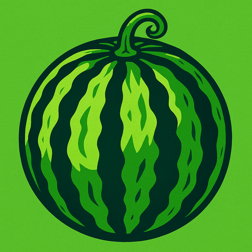 a green water melon.
In-Game asset.  2d.  High contrast.  No shadows