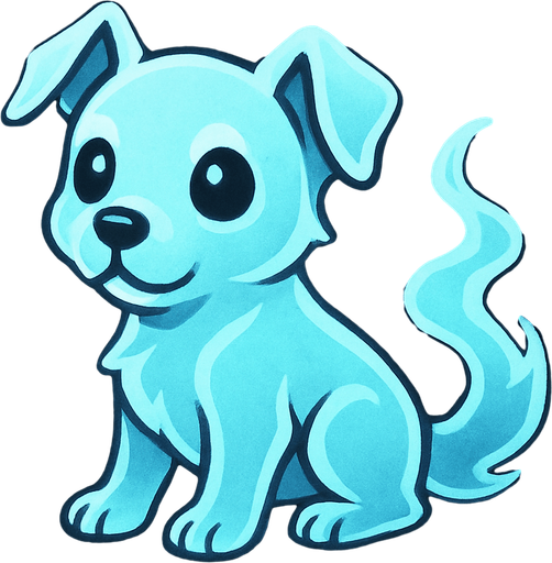 Chiot fantôme (animal).
In-Game asset.  2d.  High contrast.  No shadows
