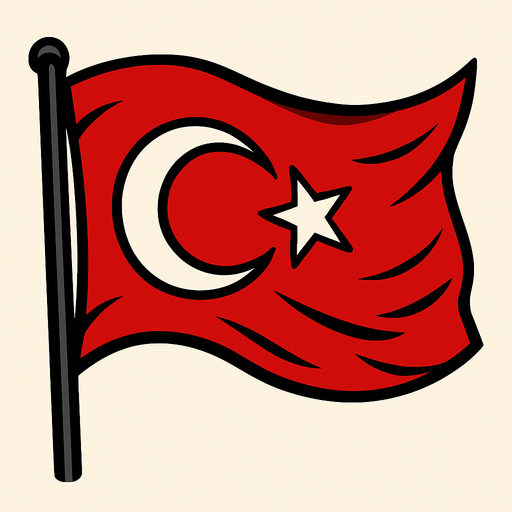 rüzgarın yönüne doğru değişen bir dalgalanan türk bayrağı resmi.
In-Game asset.  2d.  High contrast.  No shadows