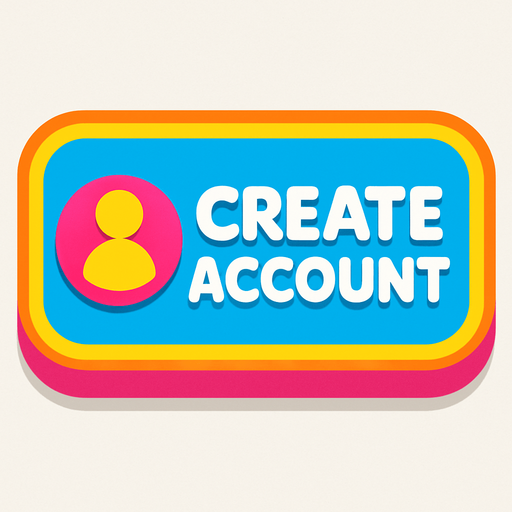 a create account button for signing up in a game supa kid friendly and modern.
In-Game asset.  2d.  High contrast.  No shadows