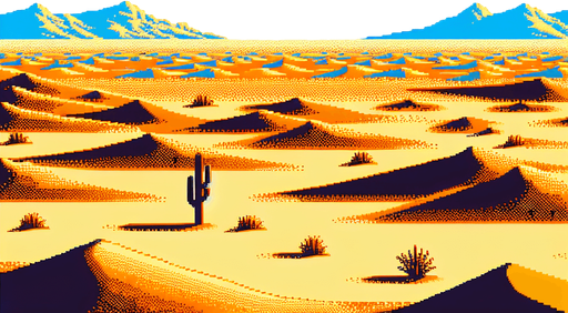 desert landscape centered. NO sun..
video game style