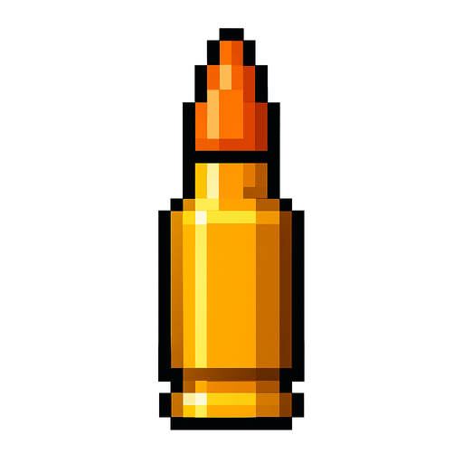 bala de rifle de asalto hecha con pixeles.
In-Game asset.  2d.  High contrast.  No shadows