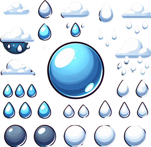 raindrop.
Single Game Texture. In-Game asset. 2d. Blank background. High contrast. No shadows.