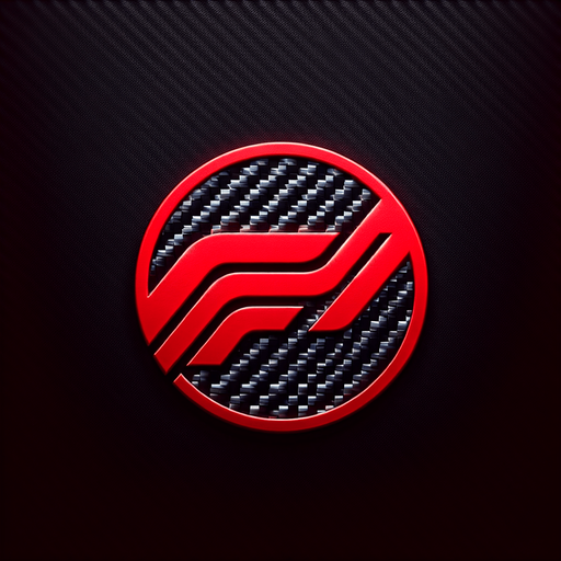 Red "F1" logo with dark carbon fiber.
Single Game Texture. In-Game asset. 2d. Blank background. High contrast. No shadows.
