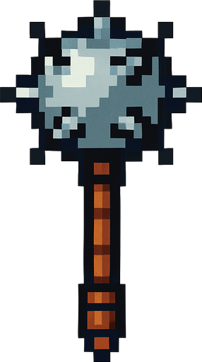 Maza medieval pixel.
In-Game asset.  2d.  High contrast.  No shadows