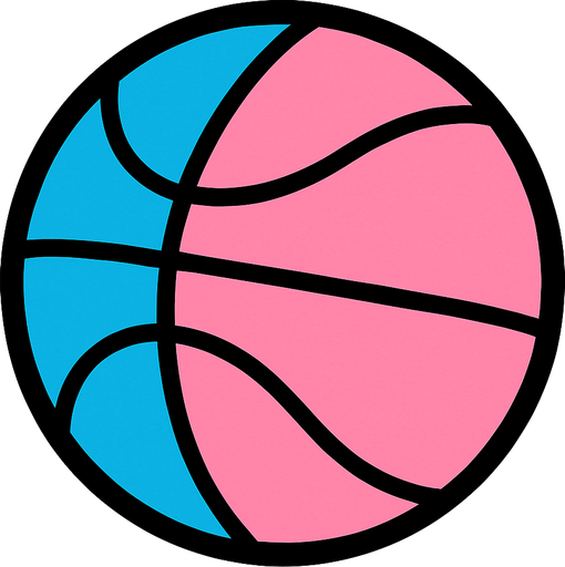 A half blue and half pink Basketball.
In-Game asset.  2d.  High contrast.  No shadows