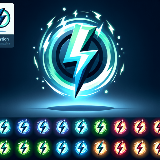 A glowing, floating power-up icon shaped like a lightning bolt, rotating in mid-air. Colors include blue, green, and red variants.".
Single Game Texture.  In-Game asset.  2d.  Blank background.  High contrast.  No shadows