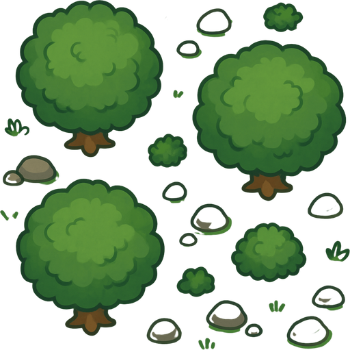 forest tile on top viewing.
In-Game asset.  2d.  No shadows