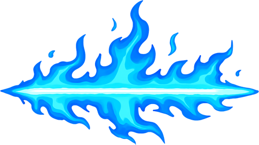 rayo láser azul con fuego azul alrededor.
In-Game asset.  2d.  High contrast.  No shadows
