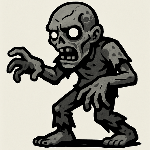 Grey zombie.
In-Game asset.  2d.  High contrast.  No shadows