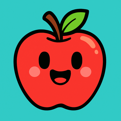 apple cartoon.
In-Game asset.  2d.  High contrast.  No shadows