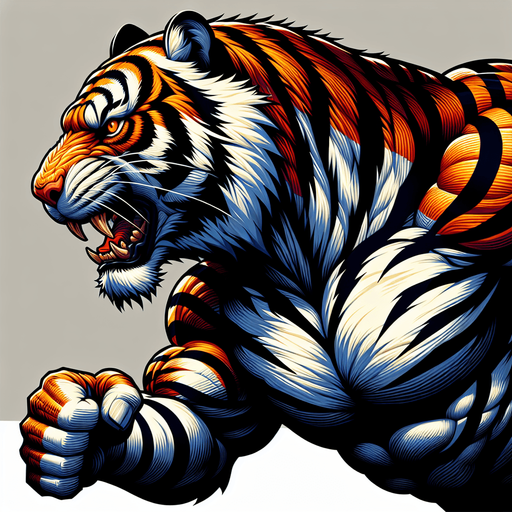 Great warrior tiger.
Single Game Texture. In-Game asset. 2d. Blank background. High contrast. No shadows.