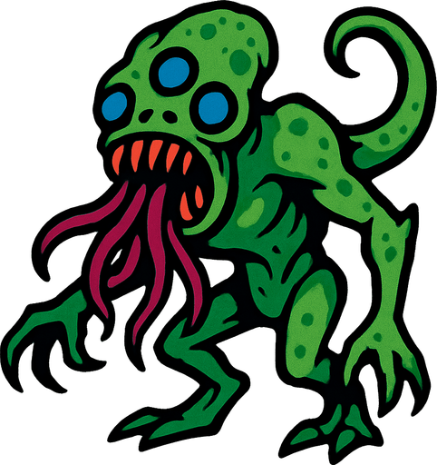 alien creature drawing.
In-Game asset.  2d.  High contrast.  No shadows