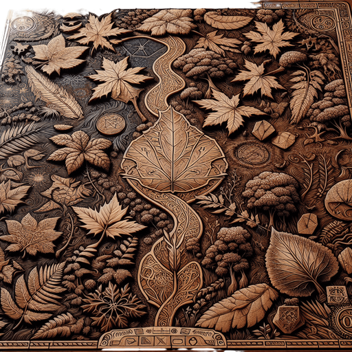 A mystical rectangle fantasy board with leaves.