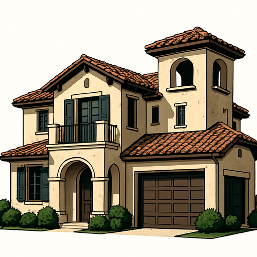 realistic villa.
In-Game asset.  2d.  High contrast.  No shadows