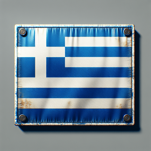 greece flag.
Single Game Texture. In-Game asset. 2d. Blank background. High contrast. No shadows.